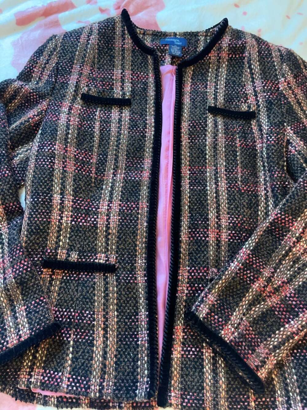 Fundamental Things Tweed Plaid Blazer Jacket Size 14 - Picture 2 of 12